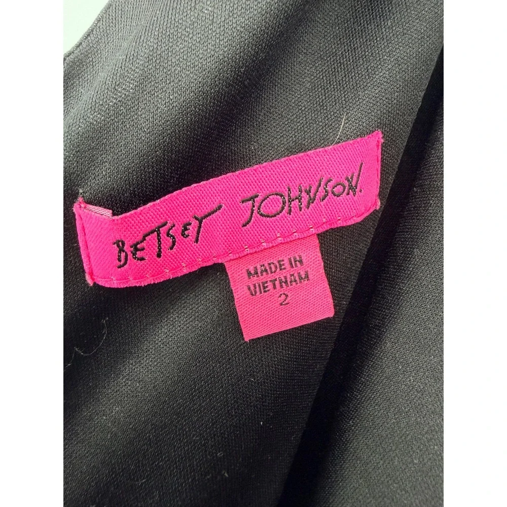 Betsey Johnson Fit and Flare Dress 2 Black EUC Polka Dot Retro Rockabilly Pinup